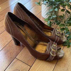 Coach leather belt heels